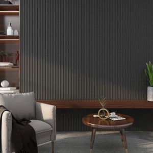 Black Acoustic Wood Wall Panel Thin Slat