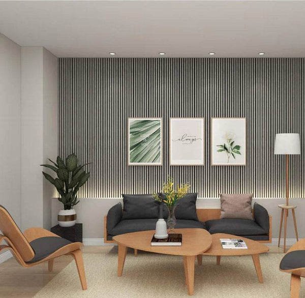 Grey Acoustic Wood Wall Panel Thin Slat