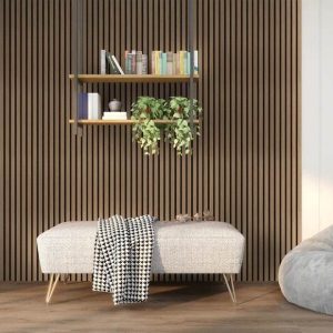 Smoked Oak Acoustic Wood Wall Panel Thin Slat